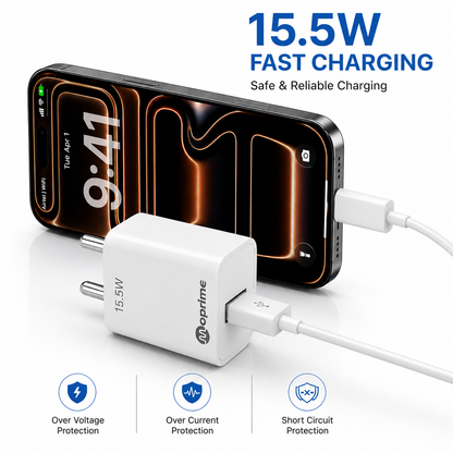 Moprime Travel Adapter 15.5 Watt USB to C-Type