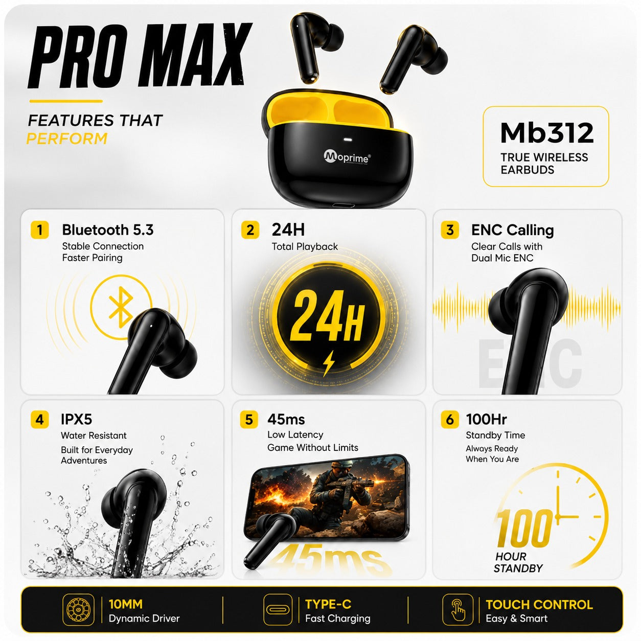 Moprime MB312 Pro Max TWS Earbuds