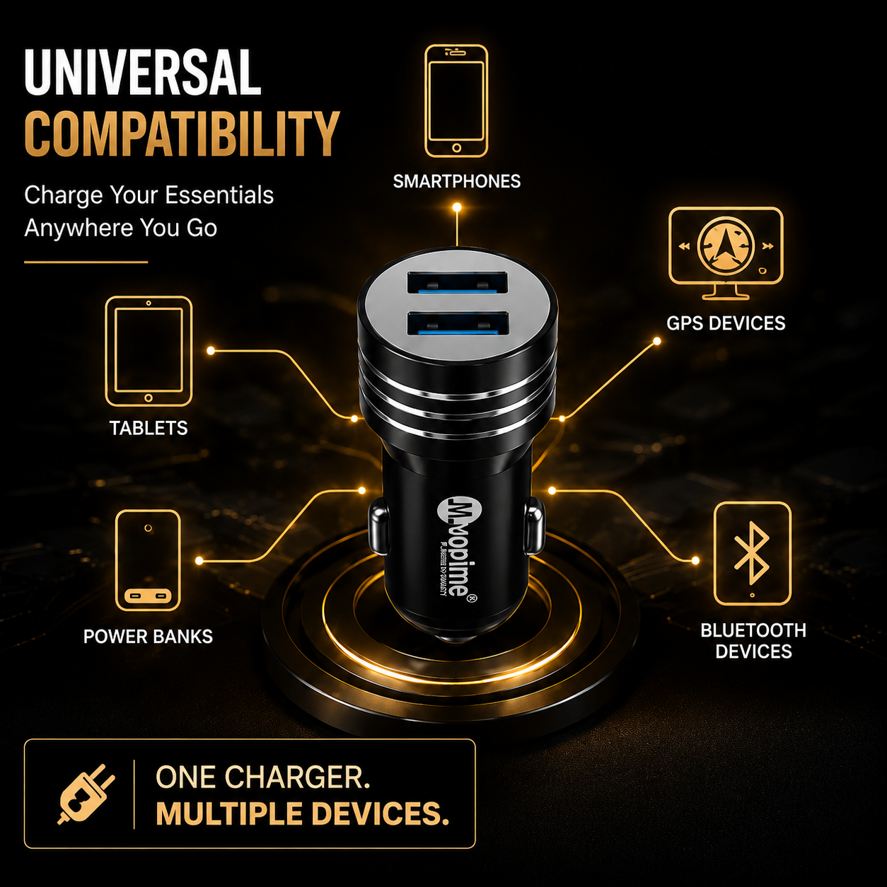 Dual USB port car charger